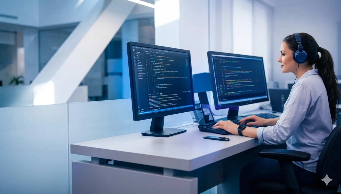 IT support professional assisting a client